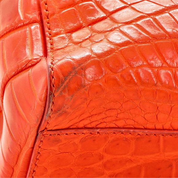 Good Fendi Peekaboo Bag Crocodile Mini Orange - Picture 7 of 9